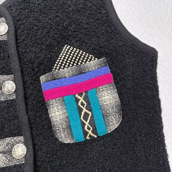 Vintage Canvasbacks Lutton Horsfield Vest XS Wool Retro 90s Patchwork Buttons - Picture 3 of 9